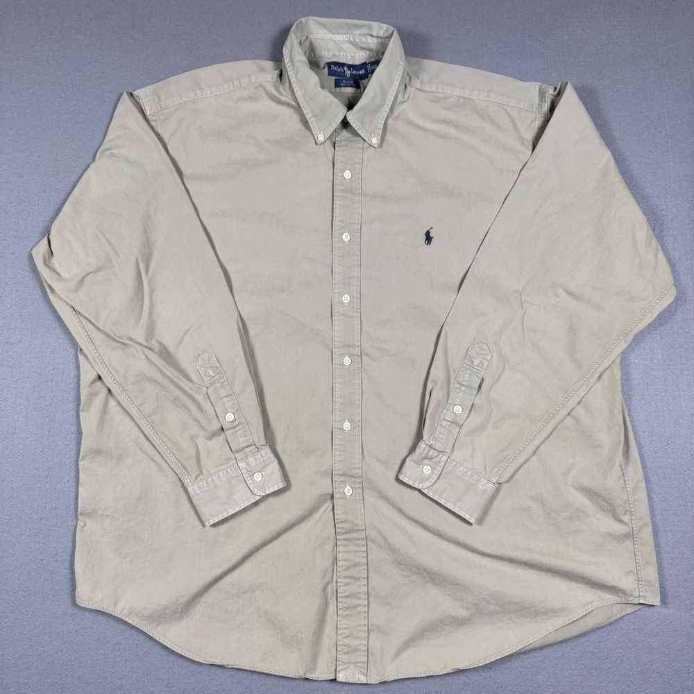 Ralph Lauren Blake Shirt Mens XXL Green Cotton Long Sleeve Button Down Logo Polo